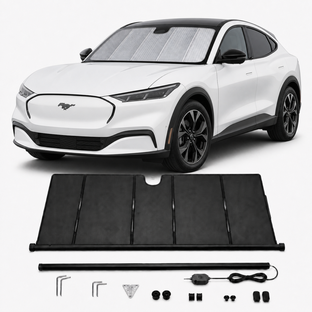 KALDOV™ upgraded electric windshield sunshade with installation accessories for Ford Mustang Mach-E