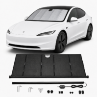 KALDOV™ upgraded electric windshield sunshade with installation accessories for 2020–2026 Tesla Model 3
