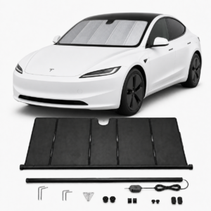 KALDOV™ upgraded electric windshield sunshade with installation accessories for 2020–2026 Tesla Model 3